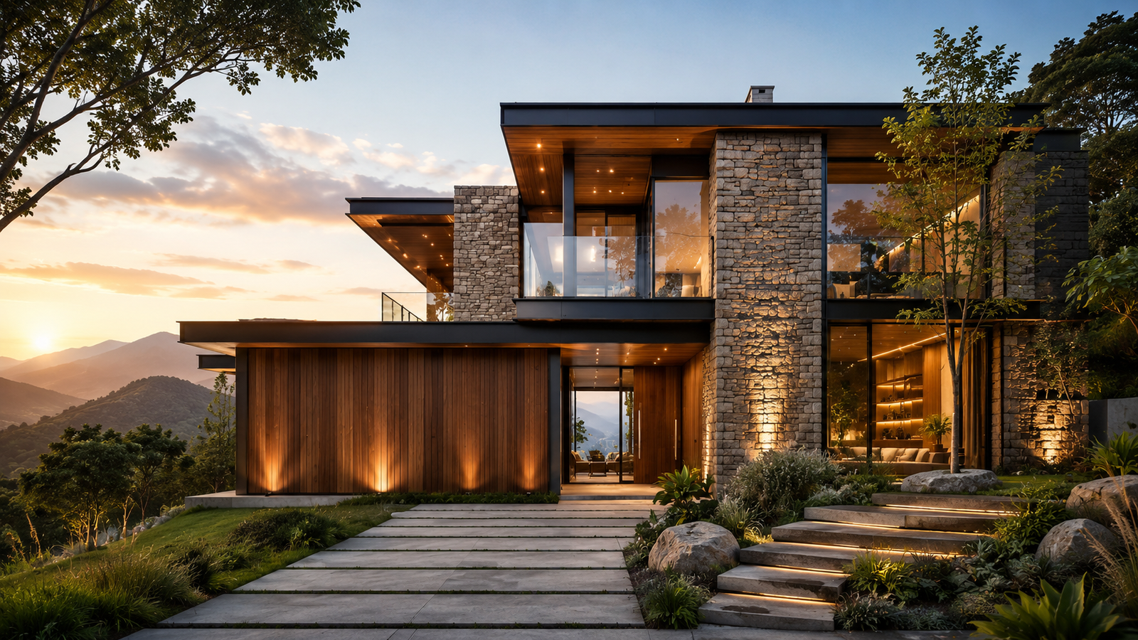 Como combinar madeira, pedra e vidro na fachada: 15 ideias para uma casa elegante e atemporal